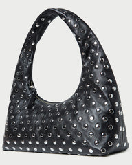 Mercer Black/Silver Leather Shoulder Bag