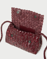 Vinnie Maroon Woven Leather Crossbody