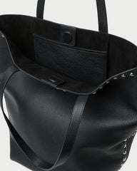 Walker Black/Silver Leather Tote