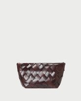 Melina Chocolate Woven Leather Clutch