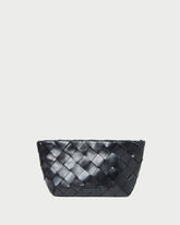 Melina Black Woven Leather Clutch