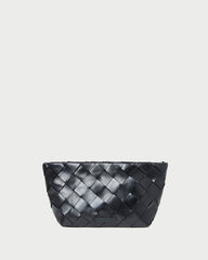 Melina Black Woven Leather Clutch
