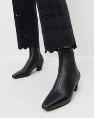 Doria Black Leather Ankle Boot