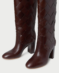 Goldy Espresso Woven Leather Tall Boot