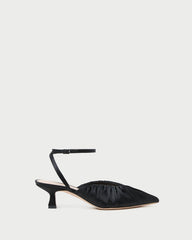 Rio Black Satin Kitten Heel