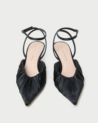 Rio Black Satin Kitten Heel