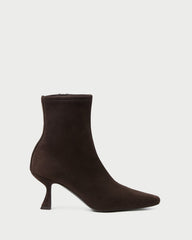 Thandy Brown Suede Curved Heel Bootie