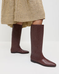 Tilly Espresso Woven Leather Boot