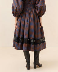 Loeffler Randall Aylee Navy/Rust Plaid Skirt | Women Bottoms