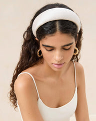 Loeffler Randall Bellamy Cream Satin Puffy Headband I Hair Accessories I Accessories | Women Accessories