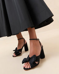 Loeffler Randall Camellia Black Pleated Bow Heel | Women Heeled Sandals