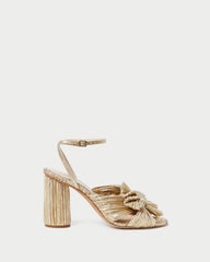 Loeffler Randall Camellia Bow Heel Gold | Women Heeled Sandals