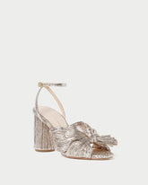 Loeffler Randall Camellia Champagne Pleated Bow Heel L Heeled Sandals L Footwear | Women Heeled Sandals