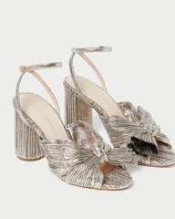 Loeffler Randall Camellia Champagne Pleated Bow Heel L Heeled Sandals L Footwear | Women Heeled Sandals