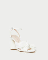 Loeffler Randall Camellia White Pleated Bow Heel L Heeled Sandals L Footwear | Women Heeled Sandals