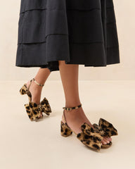 Loeffler Randall Carmen Leopard Velvet Bow Sandal | Women Heeled Sandals