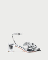 Loeffler Randall Carmen Silver Leather Bow Sandal | Women Heeled Sandals