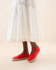 Loeffler Randall Clover Red Moiré Espadrille I Espadrilles I Footwear | Women Flats & Loafers