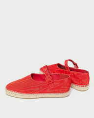 Loeffler Randall Clover Red Moiré Espadrille I Espadrilles I Footwear | Women Flats & Loafers