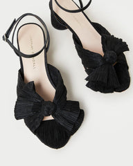 Loeffler Randall Dahlia Black Pleated Bow Heel I Heeled Sandals I Footwear | Women Heeled Sandals