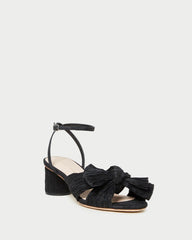 Loeffler Randall Dahlia Black Pleated Bow Heel I Heeled Sandals I Footwear | Women Heeled Sandals
