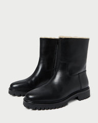 Loeffler Randall Damian Black Leather Lug Sole Boot | Women Boots