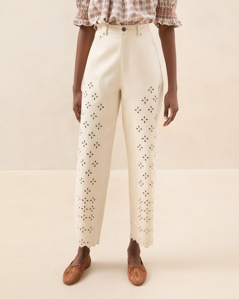 Loeffler Randall Demi Natural Embroidered Pant L Bottoms L Apparel | Women Bottoms