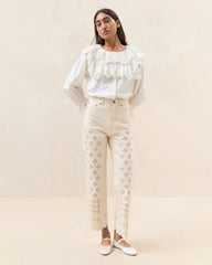 Loeffler Randall Demi Natural Embroidered Pant L Bottoms L Apparel | Women Bottoms