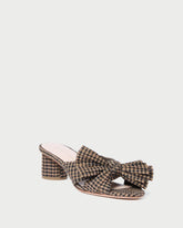 Loeffler Randall Emilia Brown/Black Check Bow Heel | Women Heeled Sandals