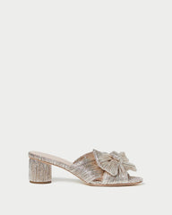 Loeffler Randall Emilia Champagne Pleated Bow Heel L Heeled Sandals L Footwear | Women Heeled Sandals