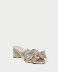 Loeffler Randall Emilia Champagne Pleated Bow Heel L Heeled Sandals L Footwear | Women Heeled Sandals