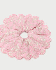Loeffler Randall Frankie Pink Floral Scallop Scrunchie I Hair Accessories I Accessory | Women Accessories