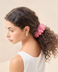 Loeffler Randall Frankie Red Gingham Scallop Scrunchie I Hair Accessories I Accessory | Women Accessories