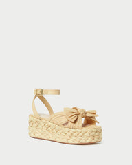 Loeffler Randall Gaby Natural Pleated Bow Espadrille L Espadrilles L Footwear | Women Flats & Loafers