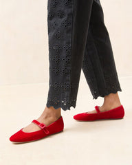 Loeffler Randall Ginger Red Velvet Mary Jane | Women Flats & Loafers
