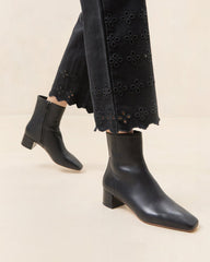 Loeffler Randall Ginny Black Leather Ankle Boot | Women Boots