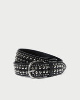 Loeffler Randall Isaac Black/Silver Studded Belt | Women Accessories