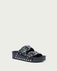 Loeffler Randall Jack Black Studded Sandal I Flat Sandals I Footwear | Women Flat Sandals