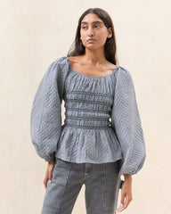 Loeffler Randall Julietta Brown Gingham Cotton Top I Tops I Apparel | Women Tops