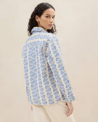 Loeffler Randall Kennedy Cream/Blue Printed Jacket L Outerwear L Apparel | Women Outerwear