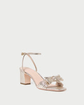 Loeffler Randall Kimora Champagne Pleated Bow Heel I Heeled Sandals I Footwear | Women Heeled Sandals
