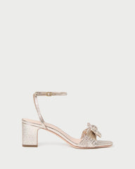 Loeffler Randall Kimora Champagne Pleated Bow Heel I Heeled Sandals I Footwear | Women Heeled Sandals