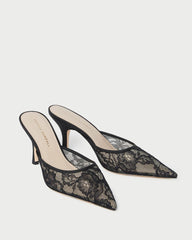Loeffler Randall Layla Black Lace Mesh Mule L Pumps L Footwear | Women Pumps & Mules