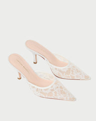 Loeffler Randall Layla White Lace Mule | Women Pumps & Mules