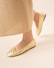 Loeffler Randall Leonie Gold Woven Ballet Flat I Flats I Footwear | Women Flats & Loafers