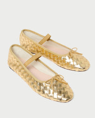 Loeffler Randall Leonie Gold Woven Ballet Flat I Flats I Footwear | Women Flats & Loafers