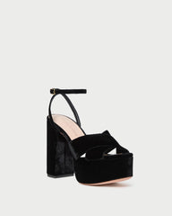 Loeffler Randall Loretta Black Velvet Platform Sandal | Women Heeled Sandals