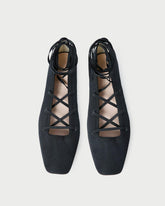 Loeffler Randall Louisa Black Lace-Up Ballet Flat | Women Flats & Loafers