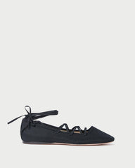 Loeffler Randall Louisa Black Lace-Up Ballet Flat | Women Flats & Loafers