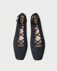 Loeffler Randall Louisa Black Lace-Up Ballet Flat | Women Flats & Loafers